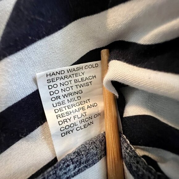 ACE Fashion Navy & White All Over Stripped Pattern Boho Mini Dress Size 2X - Picture 6 of 6